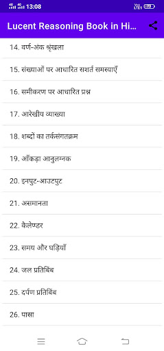 Android application Lucent Reasoning Book Hindi screenshort