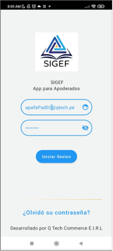 Android application SIGEF - Apoderados screenshort