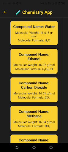 Chemistry Quiz App Screen 2
