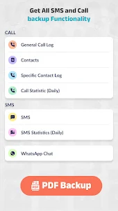 SMS, Call Logs, Contact Backup