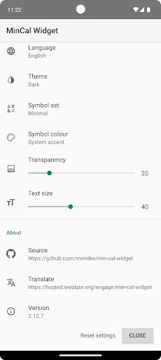 MinCal Widget Screen 3