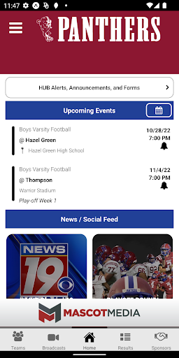Huntsville Panthers Athletics Screen 2