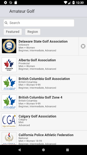 Android application Amateur Golf screenshort