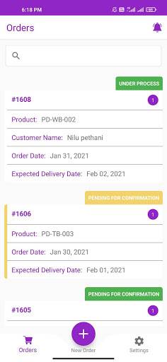 Android application Quick Orders screenshort