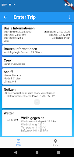 Boat Trip Tracker - Logbuch Screen 2