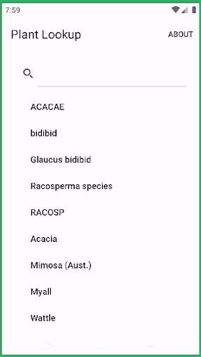Android application Plant Lookup screenshort