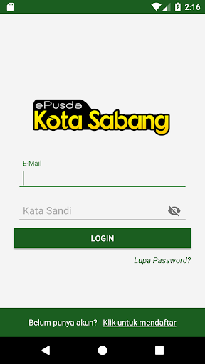 Android application ePusda kota Sabang screenshort