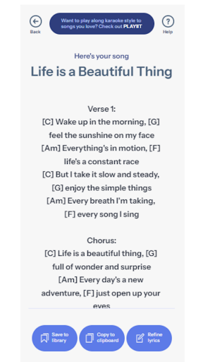 Screenshot of Joanne Cooper's LyricLab