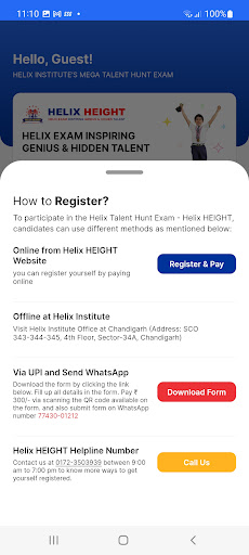 Helix HEIGHT Talent Hunt Exam Screen 2