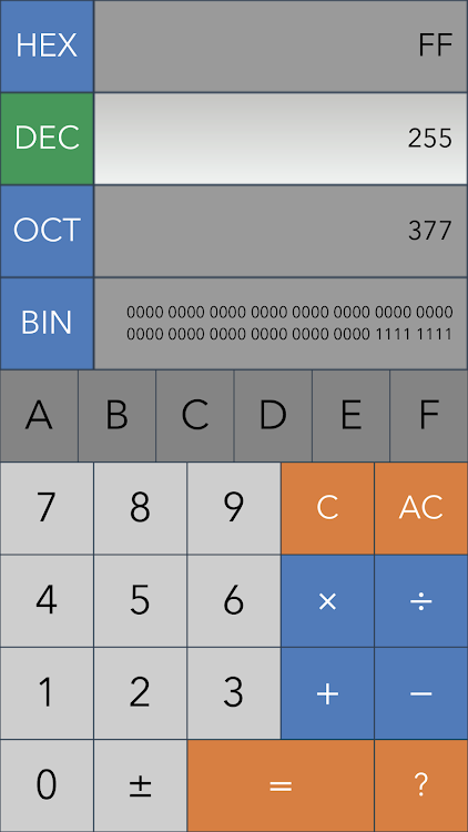 Hex,Dec,Oct,Bin(Dev Calc) - 2.3.6 - (Android)