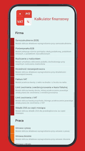 Android application Kalkulator finansowy screenshort