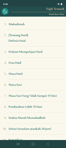 Android application Haid dan Nifas (Fiqih Wanita) screenshort