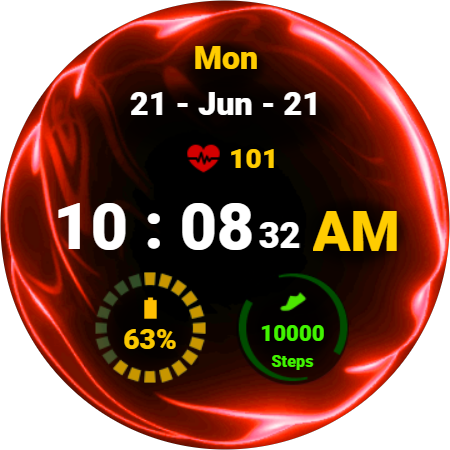 Fluid Red Watch Face Screen 2