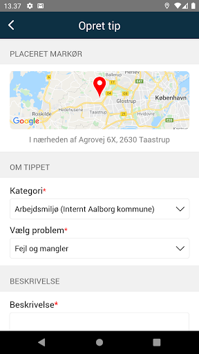 Android application Aalborg Arbejdsmiljø screenshort