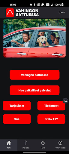Android application Vahingonsattuessa screenshort
