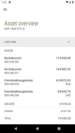 Mobile Banking Bank Zimmerberg Screen 2