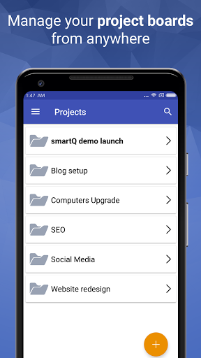 Android application smartQ v2: workflow management screenshort