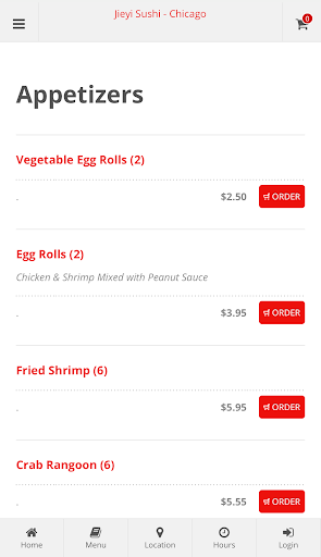 Jieyi Sushi Chicago Ordering Screen 2