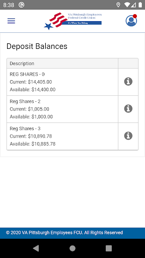VAPGHEFCU Mobile Banking Screen 2