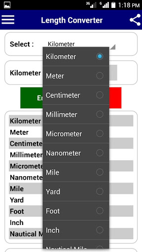 Offline Unit Converter Screen 2