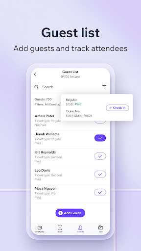 Screenshot of Check-in by Wix