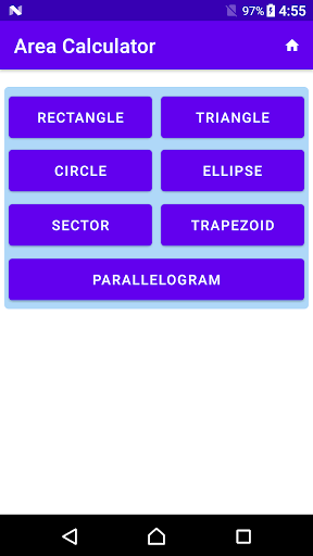 Android application Area Calculator screenshort