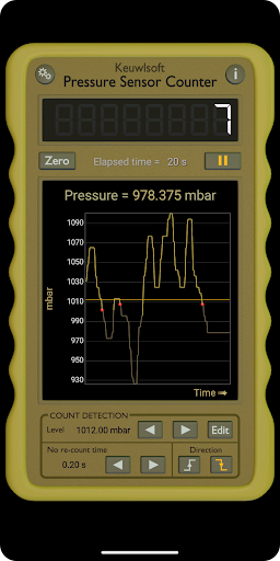 Android application Pressure Sensor Counter screenshort