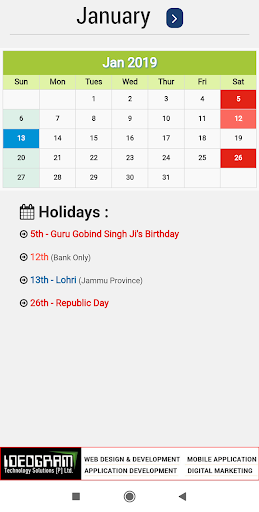 Jammu Kashmir Holiday Calendar Screen 2