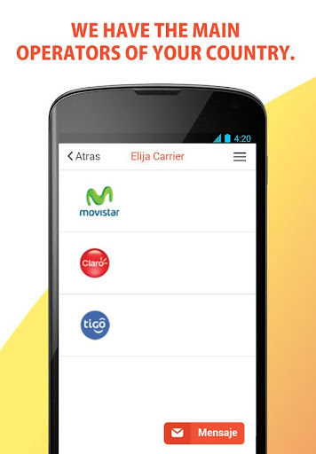 Recharge Telcel, Movistar and Screen 2