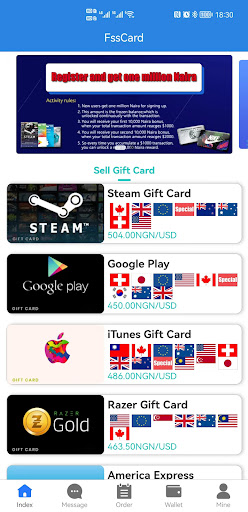 Android application FssCard: Sell Gift Cards screenshort