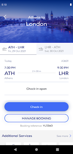 Screenshot of Aegean Airlines