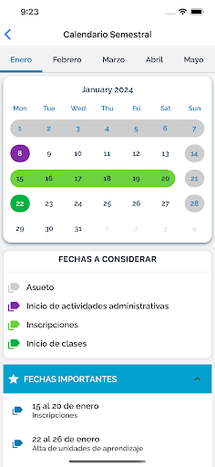 Calendario Académico UG Screen 3