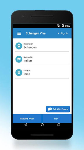 Schengen Visa App Screen 2