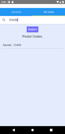 Zip / Postal Code Search Screen 3