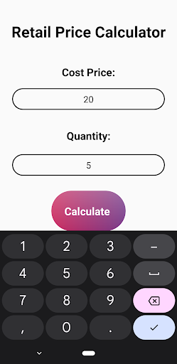 Retail Price Calculator Screen 2