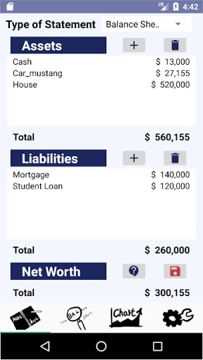 Android application FNote - Balance Sheet, Income screenshort