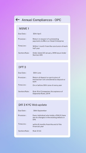 Compliance Calendar Screen 2