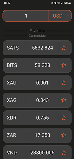 Android application Currency Converter screenshort