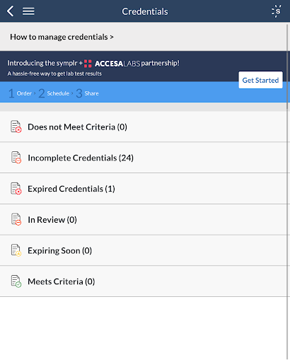 symplr Access Screen 2
