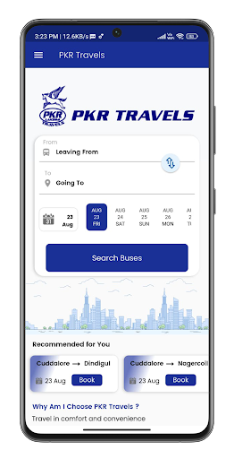 PKR Travels - Bus Tickets Screen 2