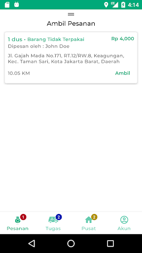 Android application Mitra Buangin screenshort