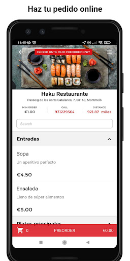 Android application Haku Restaurante screenshort