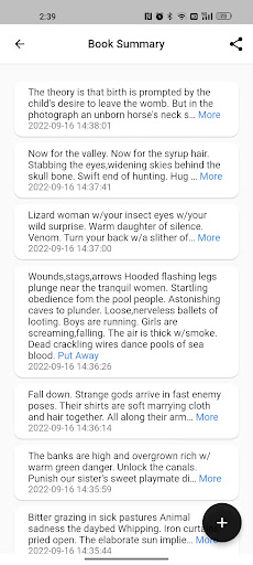 DayBookSummary - reading notes Screen 2