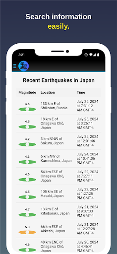 Android application Earthquake Japan screenshort