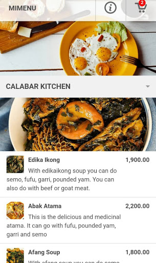 Android application MiMenu screenshort