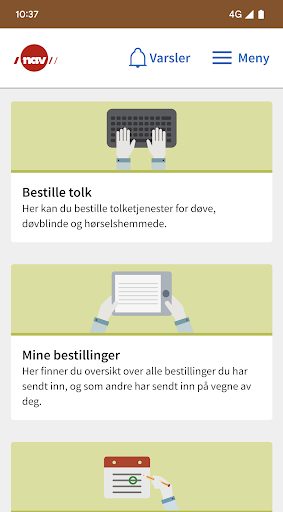 Android application NAV Tolkebestilling screenshort