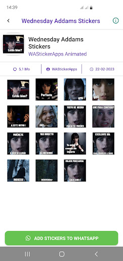 Wednesday Adams Stickers Screen 2