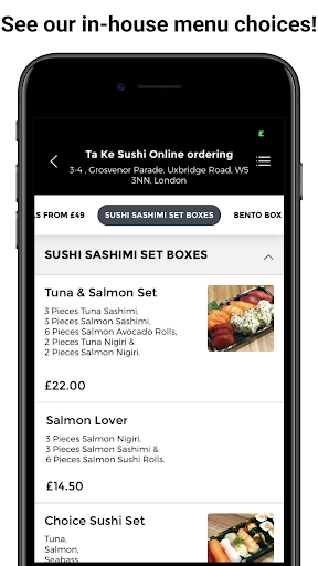 Ta Ke Sushi App Screen 2