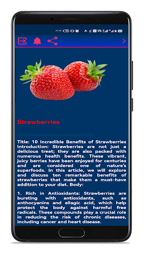 Android application Benefits of fruit screenshort