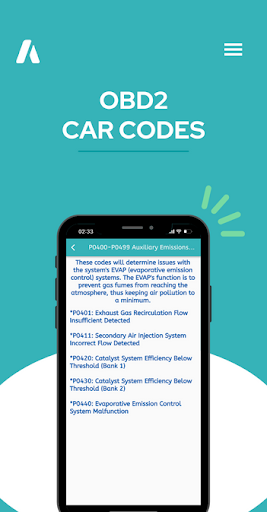 Android application OBDII car codes screenshort